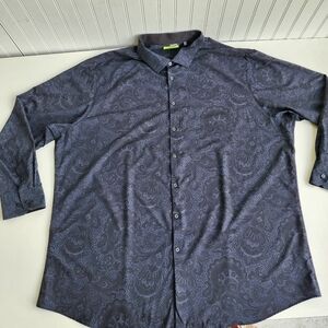 Murano Performanc Strerch Shirt Tall Man Black Gray Paisley Moisture Wicking 2XT